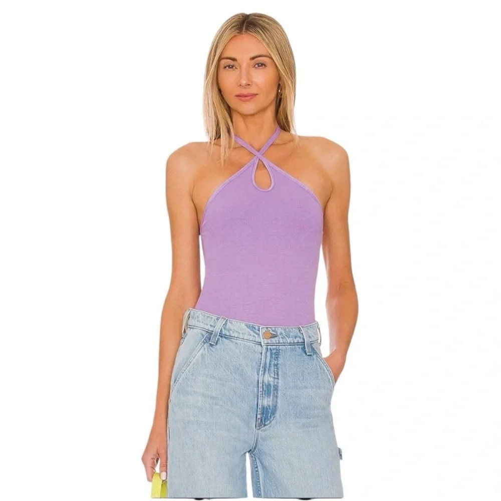 ‼️SOLD‼️Enza Costa Keyhole Halter Bodysuit Lavender NWT Size Small